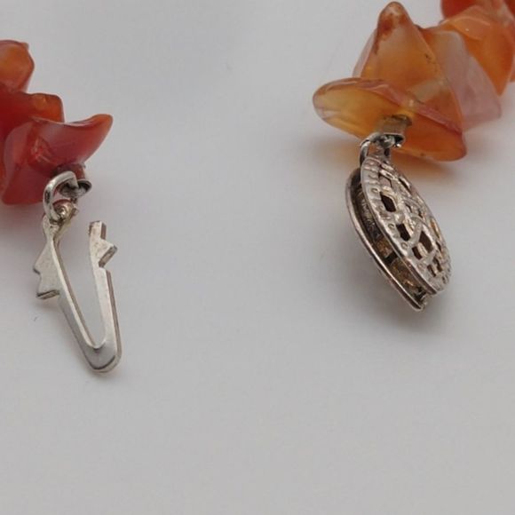 Vintage Sterling Silver Carnelian Pearl Bracelet 1403 - Picture 3 of 8